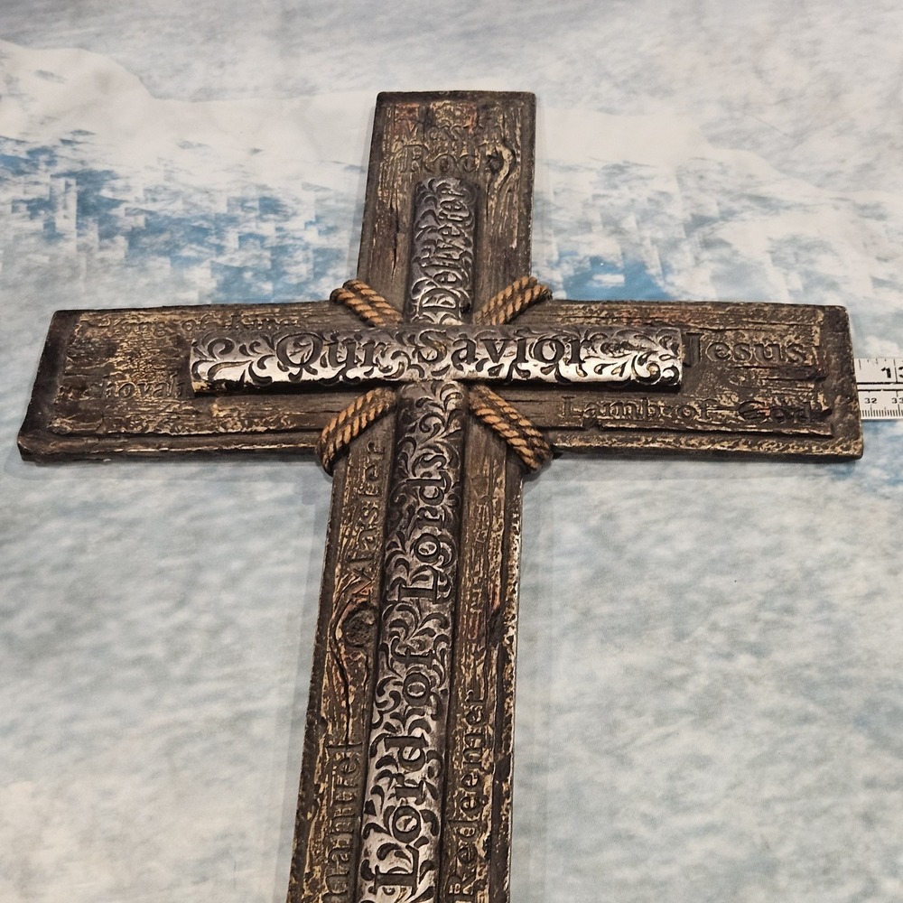 19" Rustic Farmhouse Cross Wall Decor Christian Home Accent - Picture 6 of 6